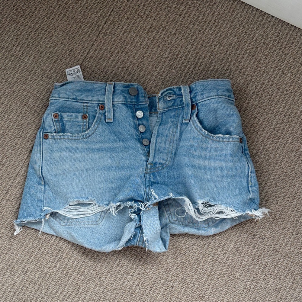 Levi's Light Blue Distressed Jean Shorts